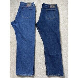 2 Wrangler Men’s 40x28.5 40x29 Regular Fit Blue Jeans Denim Straight Leg